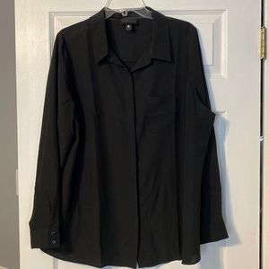Black Long Sleeve Button Blouse Plus 1X